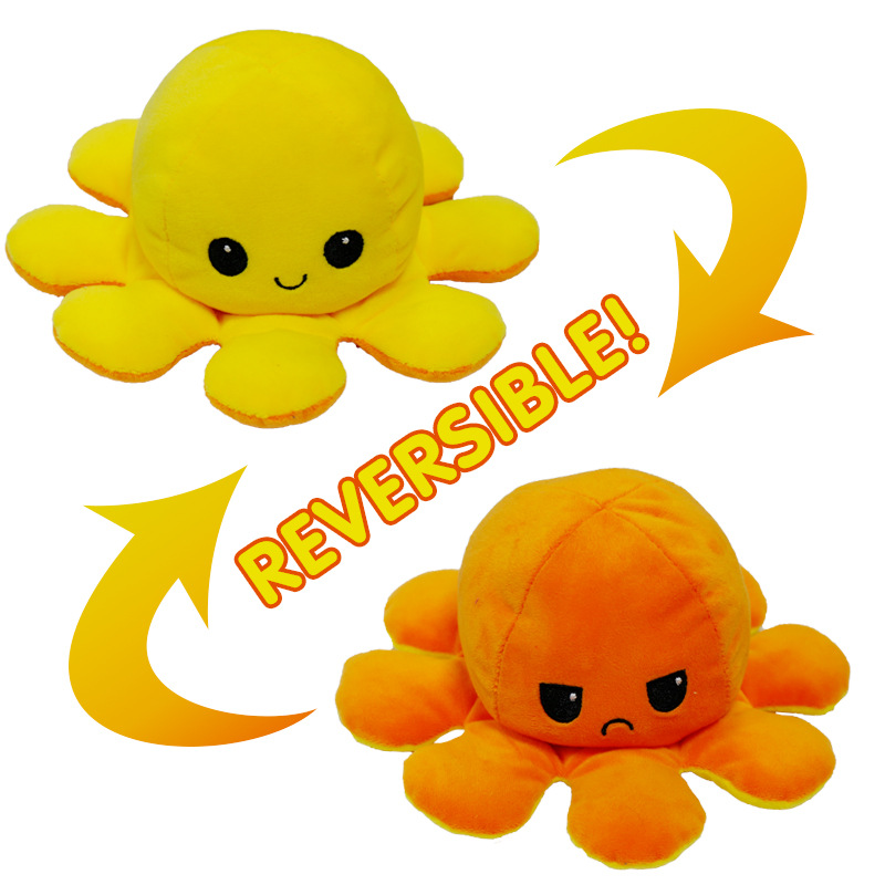 hot sale flipped octopus dolls double-sided expression flipped octopus vibrato small octopus toys NSNO4327