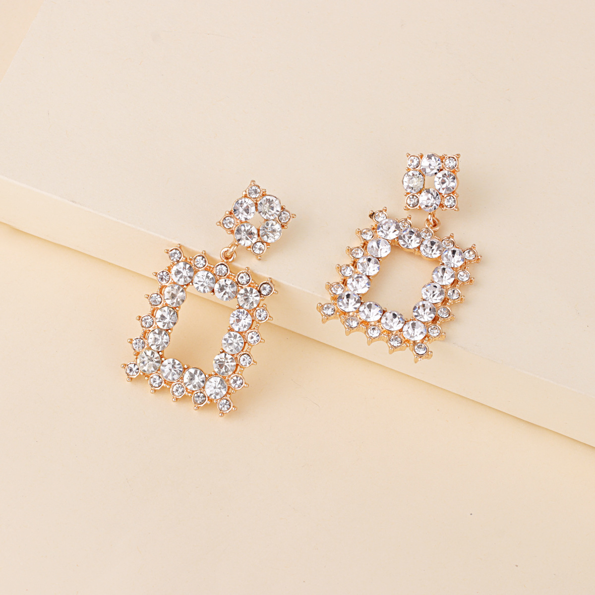 Women's Fashion Geometric Alloy Earrings With Colorful Rhinestone display picture 7