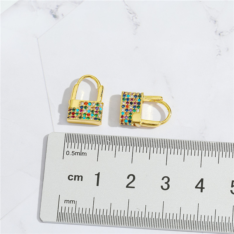 Boucles D&#39;oreilles À Cadenas En Zircon Micro-incrusté En Cuivre display picture 1