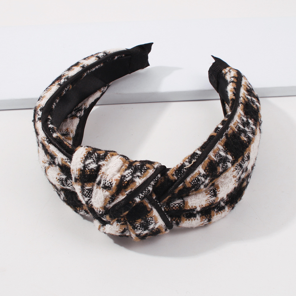 Plaid Hit Color Wide-sided Knotted Headband display picture 6