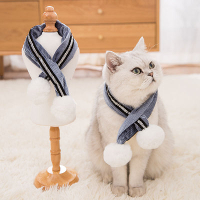 猫咪毛球亮丝绒围巾冬款保暖泰迪博美狗狗小型犬加厚防寒宠物用品|ms