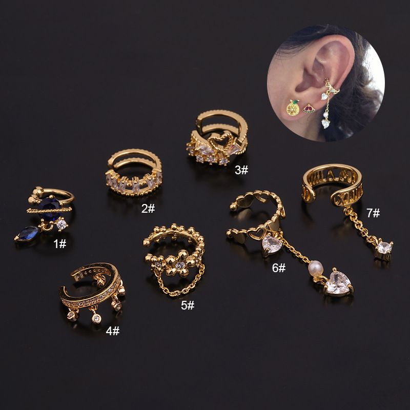 Korean Creative U-shaped Cartilage Ear Clip Inlaid Zircon Non-pierced Earrings display picture 1