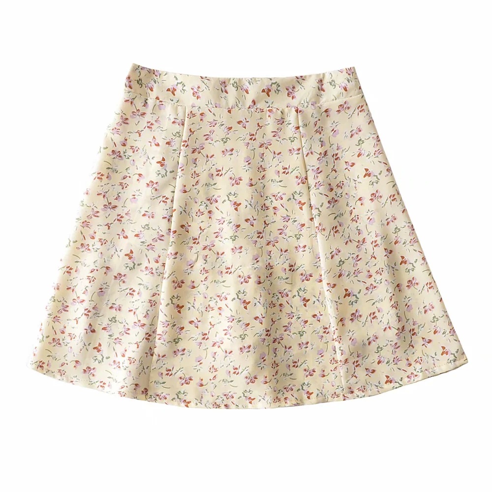 chiffon floral half-length skirt   NSAC14993