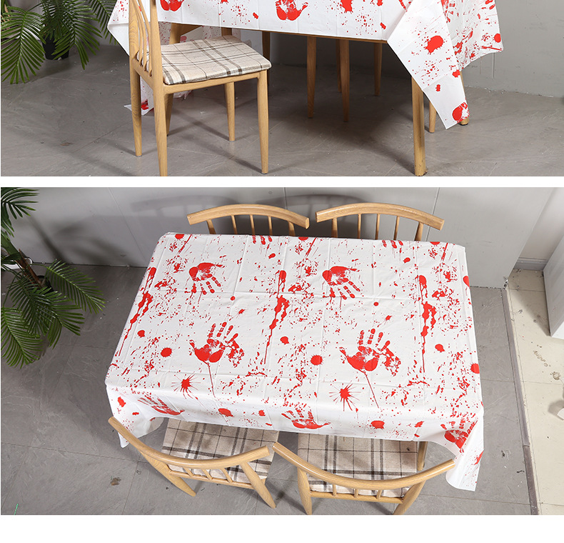 Halloween Bleeding Tablecloth Party Atmosphere Layout Props Blood Handprint Tablecloth Horror Scary Blood Tablecloth Blood Cloth display picture 2