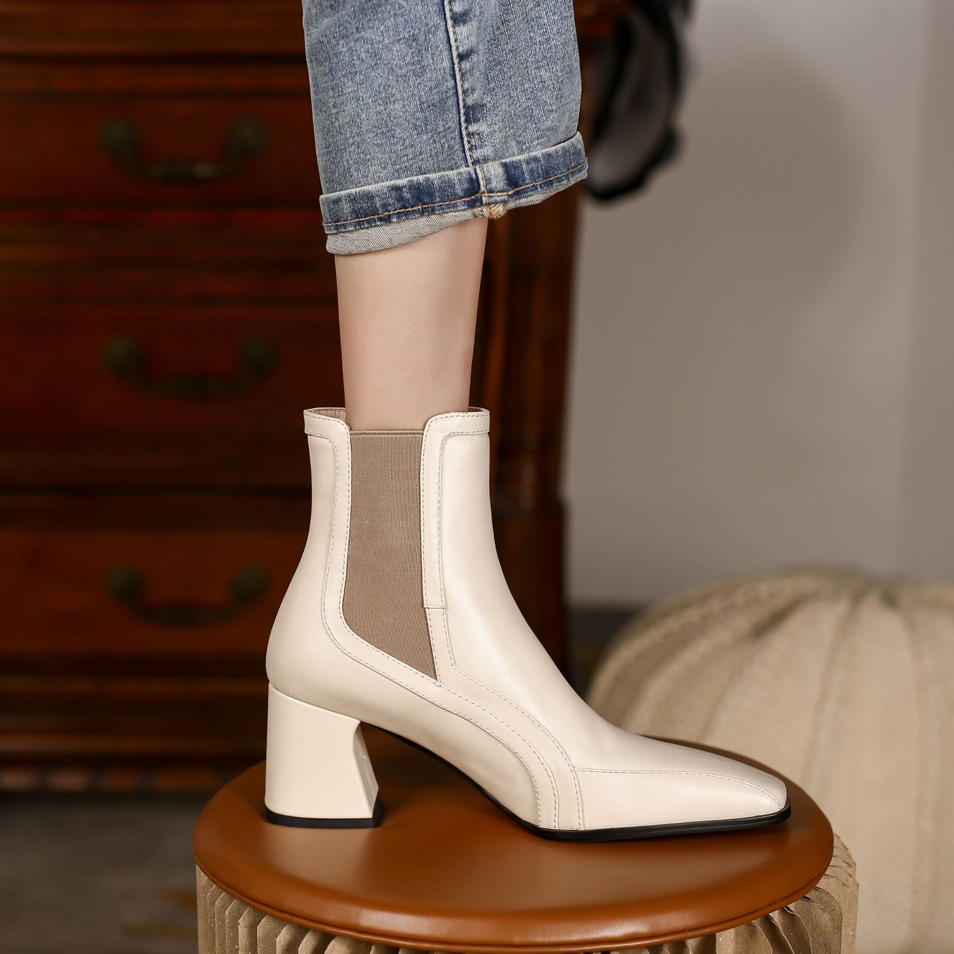 Chiko Bestabe Square Toe Block Heels Boots