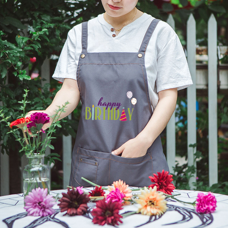 Moda coreana lienzo delantal imprimible logo leche té postre tienda de café cake shop hornear manicura trabajo