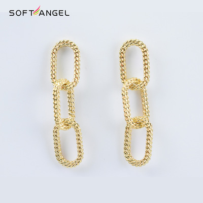 2020网红新款欧美时尚耳环 镂空链条拼接冷淡风耳饰青岛厂家代发
