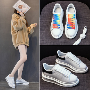 Thick-Soled Air-Cushion White Shoes for Women, High-Bottom 2025 New Spring Heightening Fashion Korean Style Sports and Leisure Women's Shoes Summer