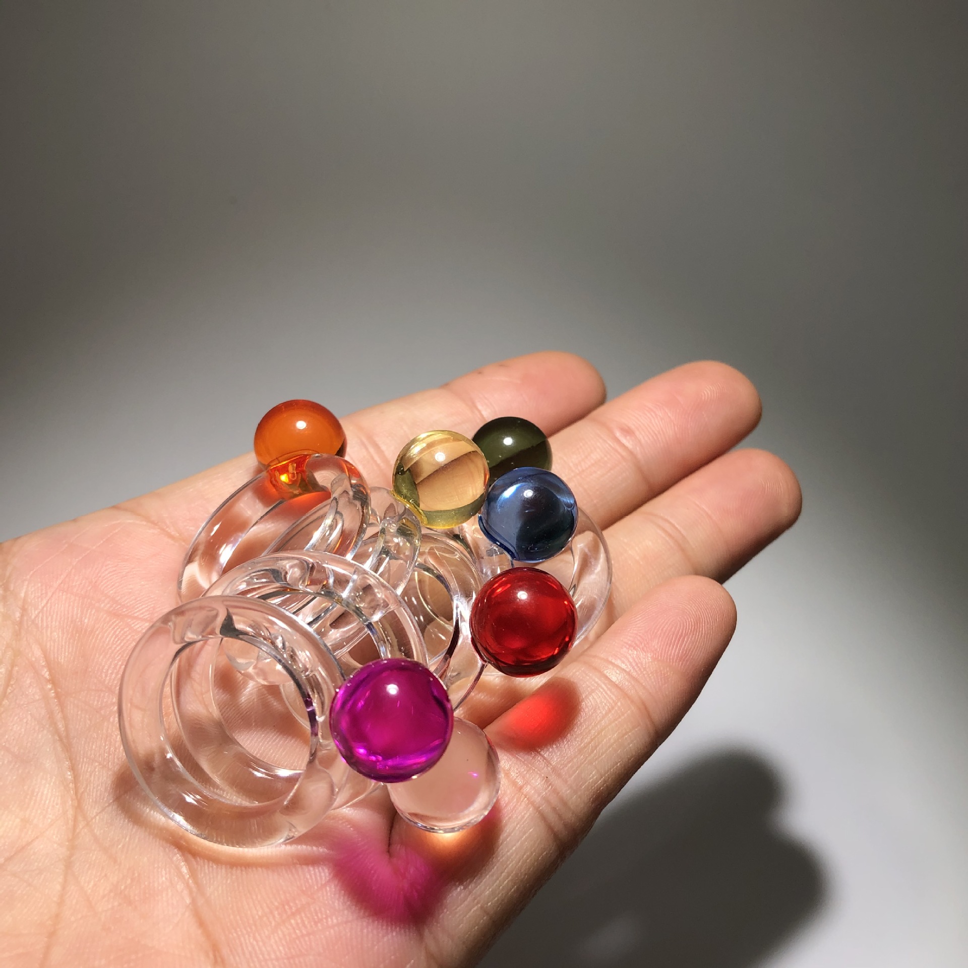 1 Piece Quantity Street Occasion Wholesale Jewelry Simple Style Artistic Round Arylic Rings