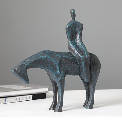 热销爆款 创意骑马摆件 新中式装饰树脂摆件 墙柜壁柜书柜马摆件|ru