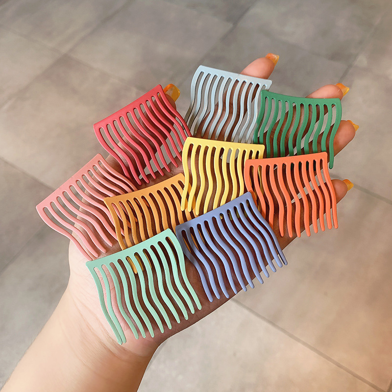 8g Weight Headwear Classification Metal Material Women'S Gender Simple Style Style Orange, Grey, Pink, Purple, Red, Green, Gold, Silver Color Colorful Metal Hair Comb Hair Comb Bangs Comb Hairpin Hair Ornaments Korean Ins Simple Net Red Top Hair Clip Headdress 1