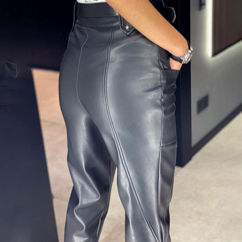 autumn and winter fashion high waist leather pants  NSXE25450