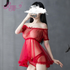 Pinxian Factory's Snow White Mesh Dress: Petite & Playful Nightwear with a Flowy Design, Transparent Underwear for Couples—Perfect for a Seductive Touch