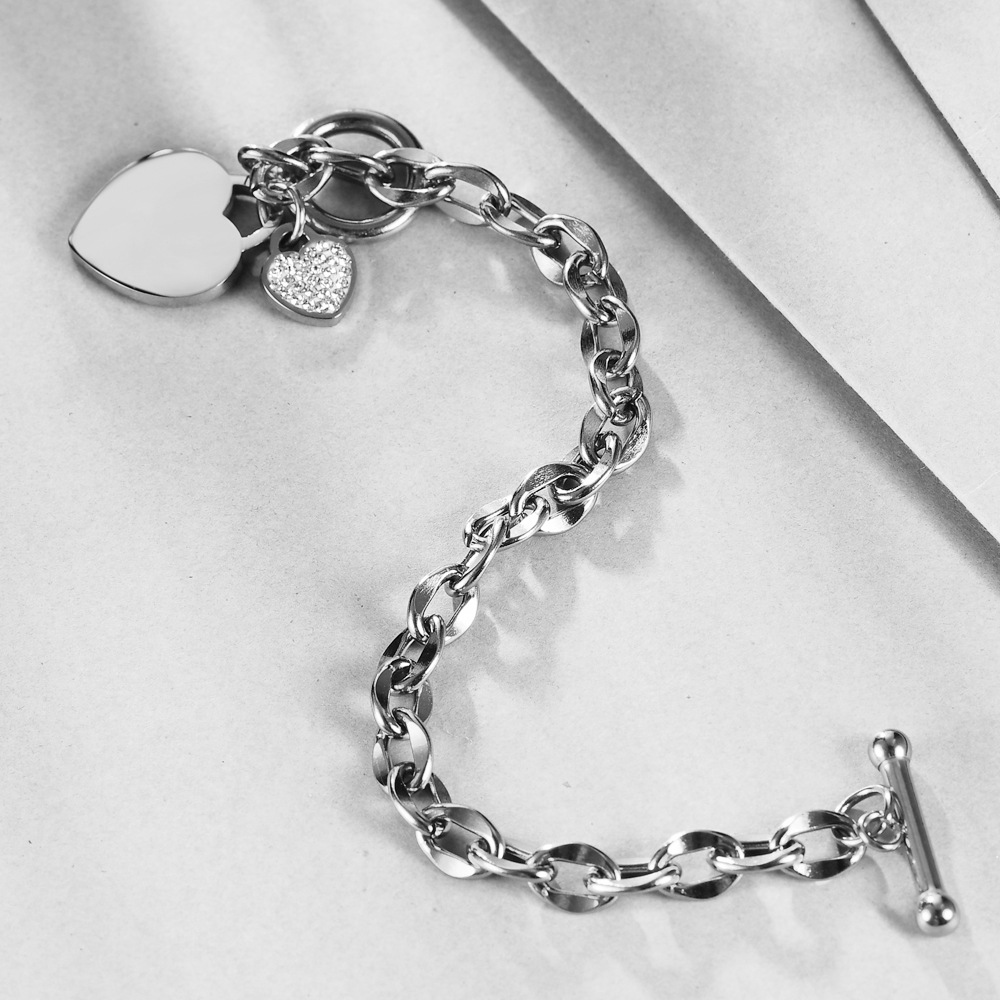 20g Weight Wholesale Vintage Style Heart Shape Titanium Steel Bracelets