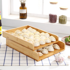裝餃子的托盤家用竹木質多層簸箕冷凍擺盛放水餃盒蓋簾放置盤竹製
