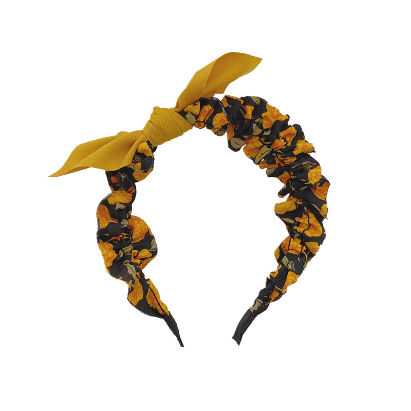 Estilo coreano floral plisado diadema retro todo partido arco fino diadema nueva tela Orejas de conejo lavado de cara Paquete de pelo