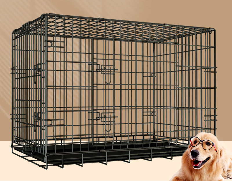 厂家直供亚马逊热销款狗笼子宠物笼折叠铁丝笼猫笼加粗大型宠物笼-阿里巴巴