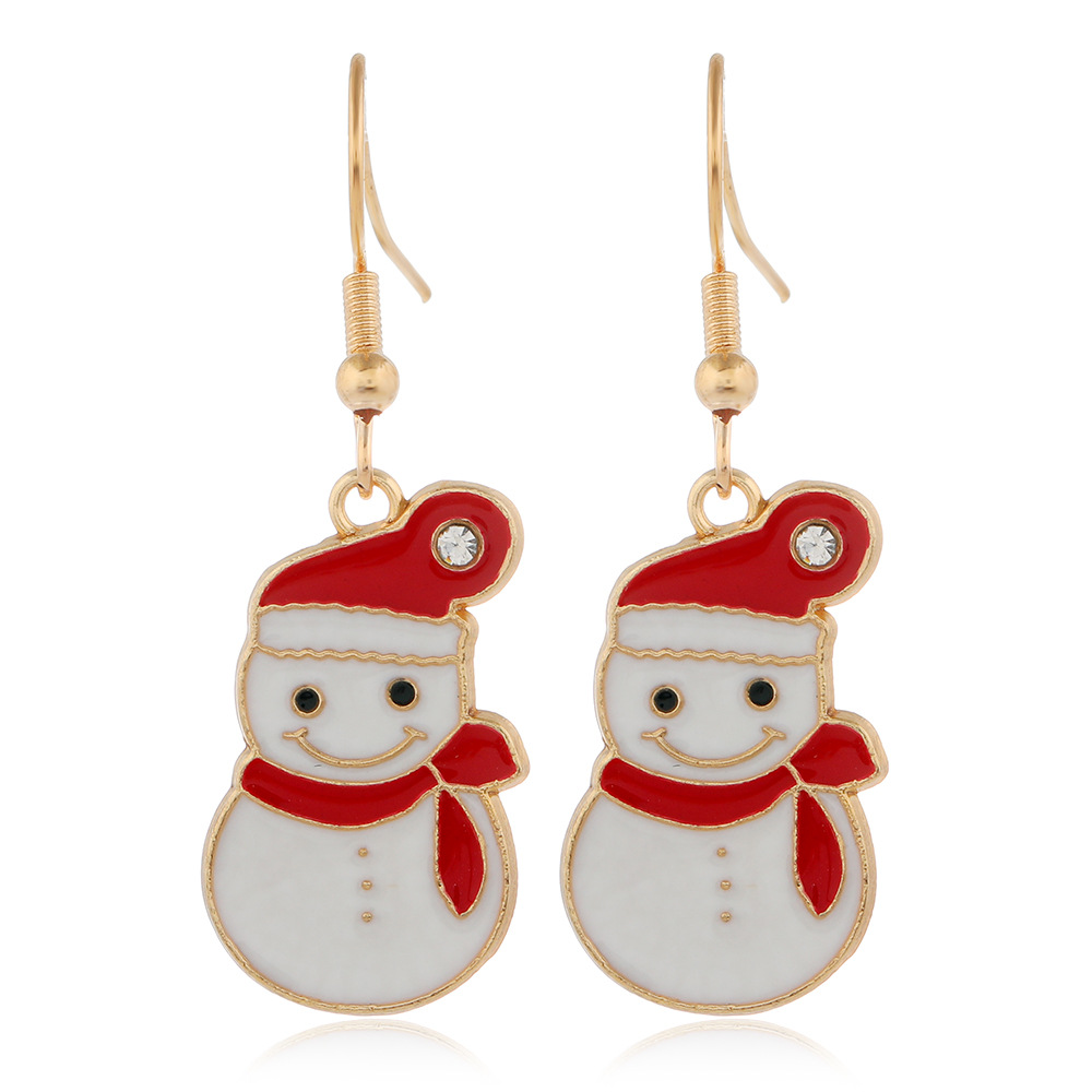 Cartoon Christmas Alloy Dripping Santa Claus Elk Earrings Set Wholesale Nihaojewelry display picture 11