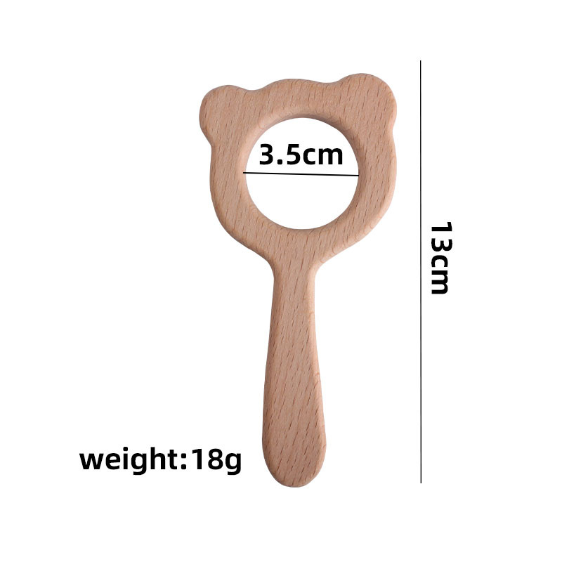 Nuevo dibujos animados de haya búho oso marrón mano palo juguete mordedor bebé DIY sonajero juguete mordedor palo Accesorios