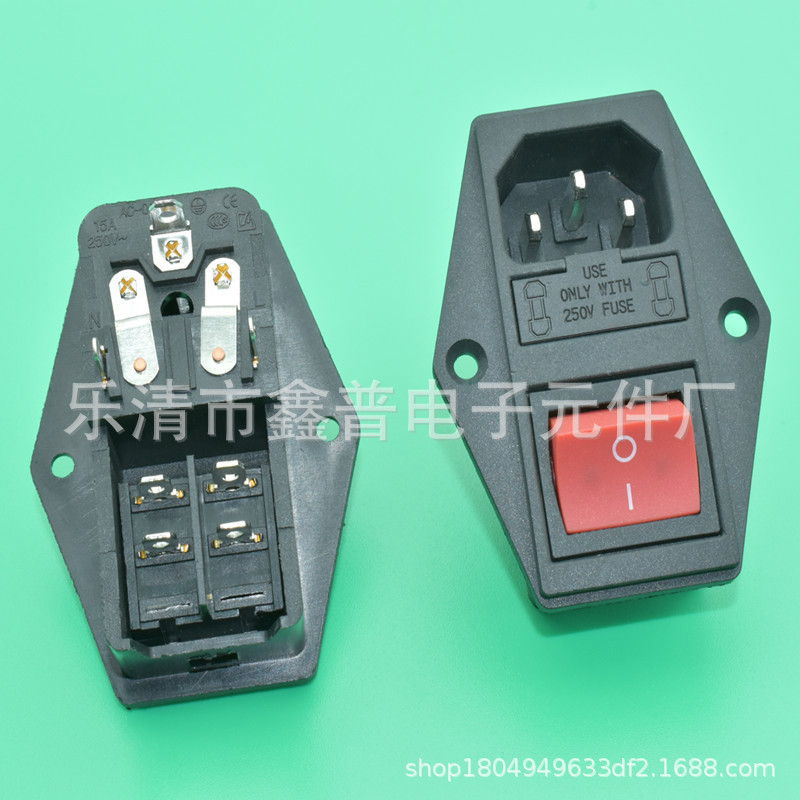 双保险AC插座AC-01A带开关带保险丝品字双保险AC电源插座医疗插座