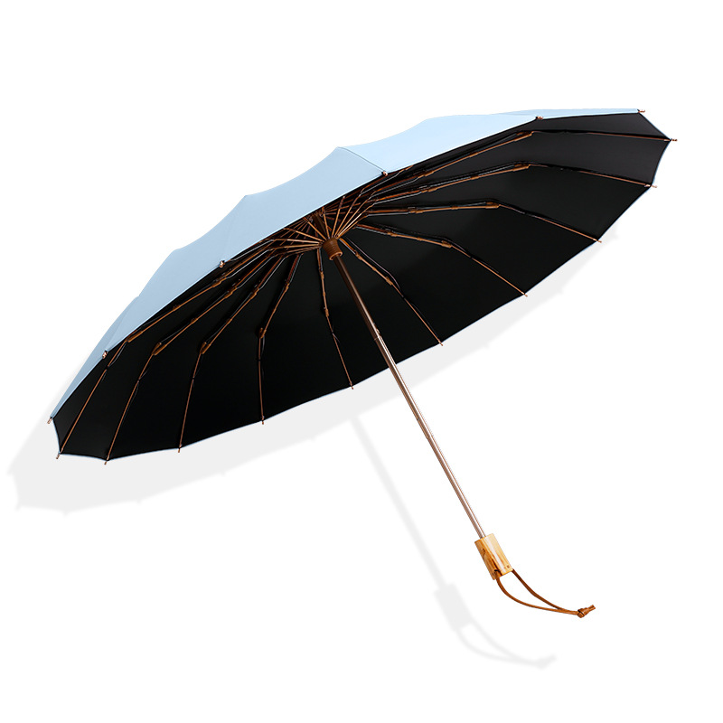 折叠黑胶雨伞晴雨伞 素色小清新广告伞黑胶太阳伞防晒遮阳三折伞
