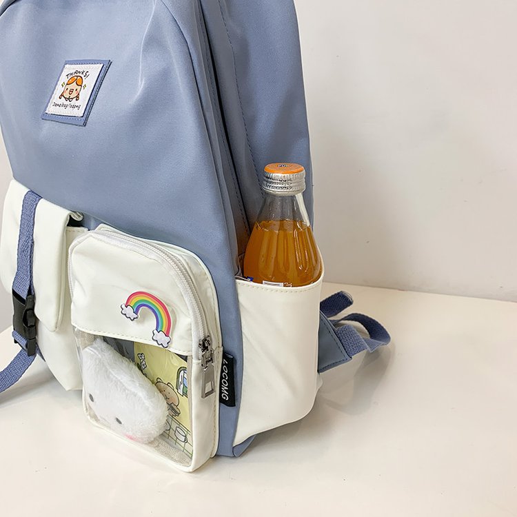 Korean Student Hit Color Backpack Soft School Bag display picture 90
