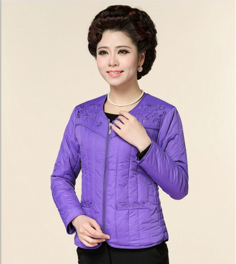 Старая женщина вниз хлопок лайнер носить хлопок куртка хлопок одежда Тонкий теплый и утолщенный плюс размер
