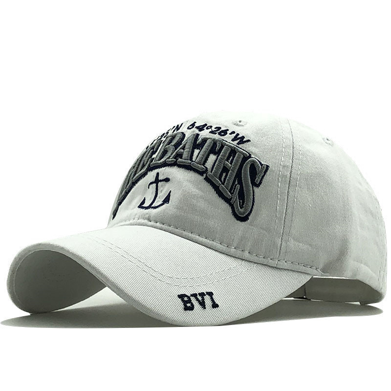 Baseballkappe mit Ankerstickerei, reine Baumwolle, 3D-Schriftzug, dreidimensionale Kappe für Herren, Sonnenkappe mit Entenschnabelform_voghion.com
