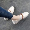 Single shoe female 2020 spring new net red shoes flat soles shallow mouth square head low heel feet women's shoes wearing women's shoes outside