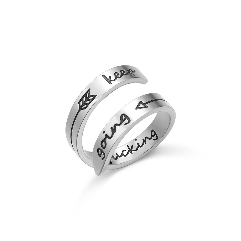 Creative Lettering Inspirational Sentence Double Titanium Steel Ring Can Be Customized Irregular Ring