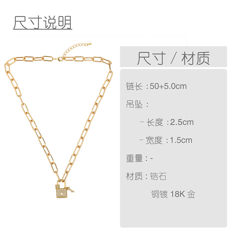 New  Micro-inlaid Zircon Lock-shaped Titanium Steel Pendant Necklace For Women display picture 1