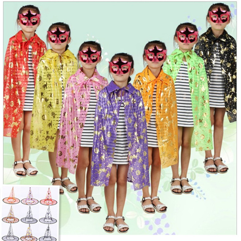 Halloween children Gilding Cape kindergarten perform decorate Pumpkin cloak Stage performances 3-8 Years old shawl