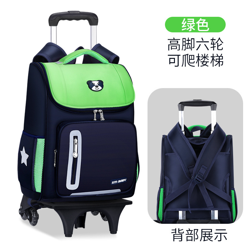 Fábrica de la escuela primaria estudiante carretilla mochila personalizada de tres ruedas de seis ruedas desmontable de doble uso escalera escalada personalizada impresa LOGO