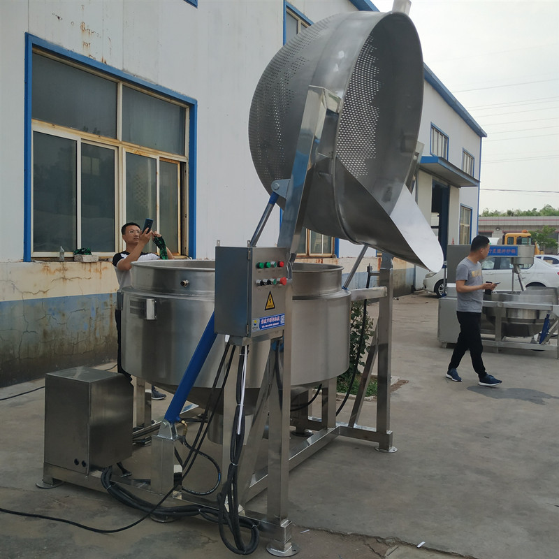 厂家蔬菜焯水锅 不锈钢出料滤水锅 大型自动翻筐出料夹层锅