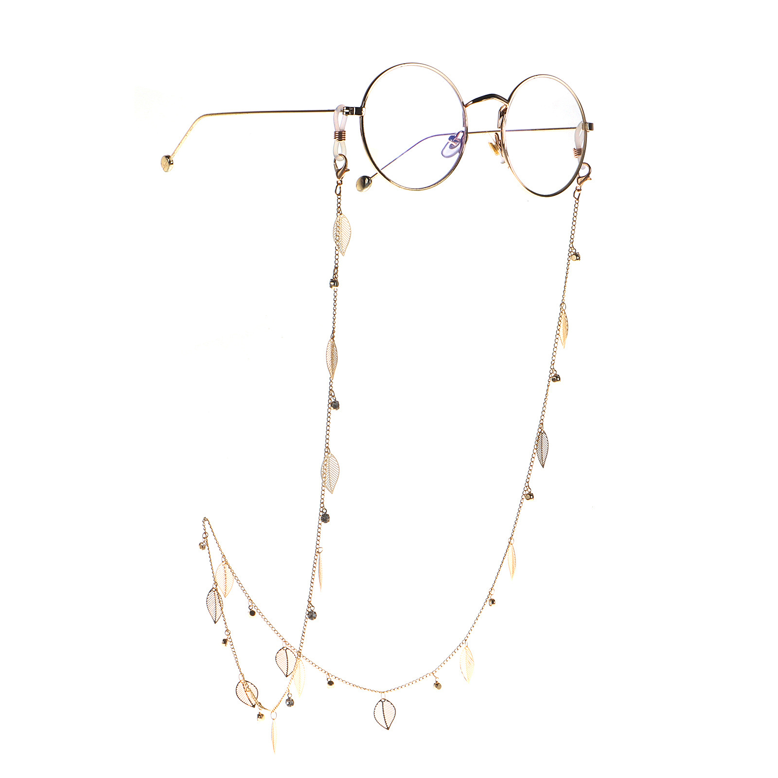 Hot Fashionable Simple Golden Leaves Rhinestone Glasses Chain  Wholesale Nihaojewelry display picture 7