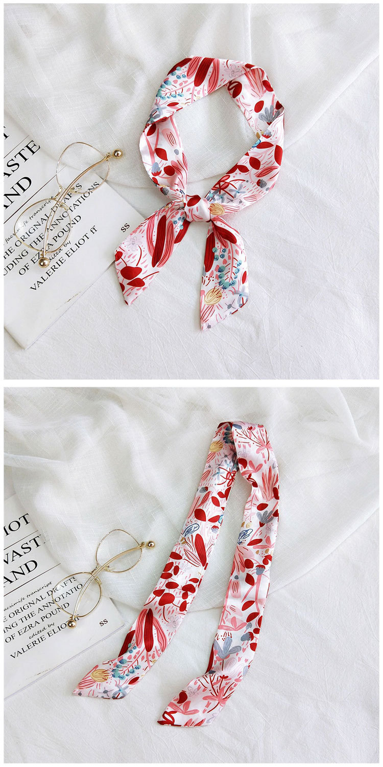 25g Weight Silk Scarf Classification Travel Occasion Unisex Gender Sweet Style Rose Red, White, Red, Green, Yellow, Black Color Long Striped Women's Autumn New Tied Bag Silk Scarf 10