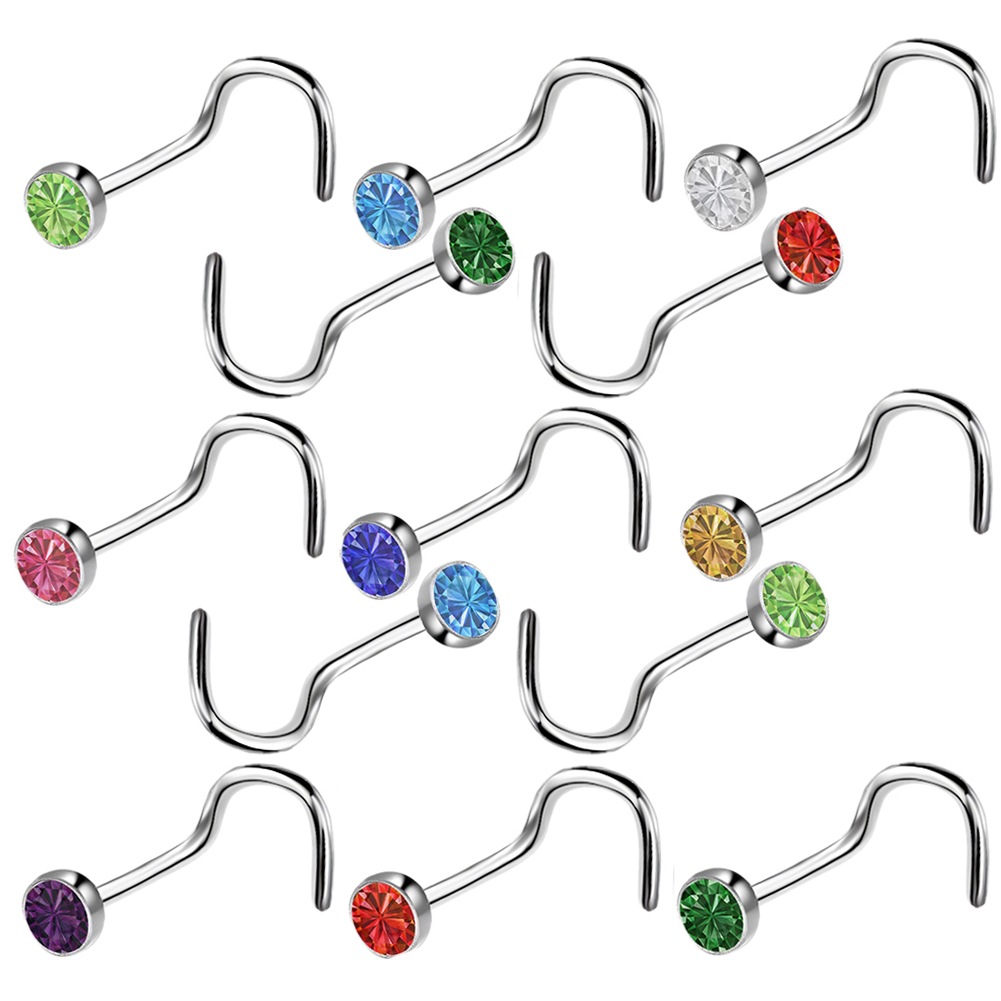 Fashion Geometric Stainless Steel Inlay Rhinestones Nose Studs 1 Set display picture 2