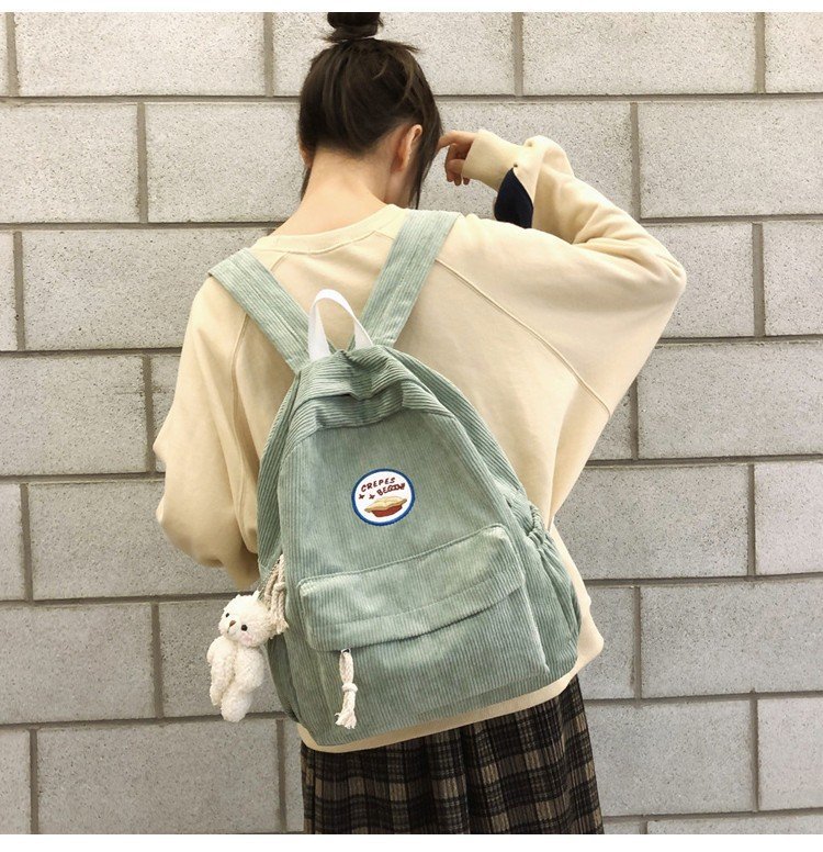 New Fashion Retro Casual Corduroy Student Backpack Cute Cute Bear Bear Campus Bag display picture 37