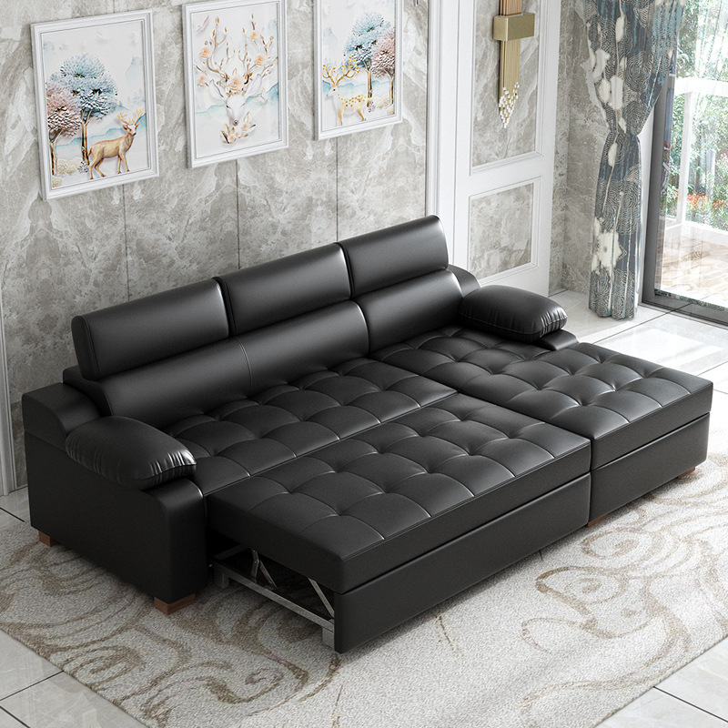 Art de cuero plegable de doble uso sofá cama de alta calidad sofá de esquina de almacenamiento tipo pequeño sofá cama multifuncional combinación