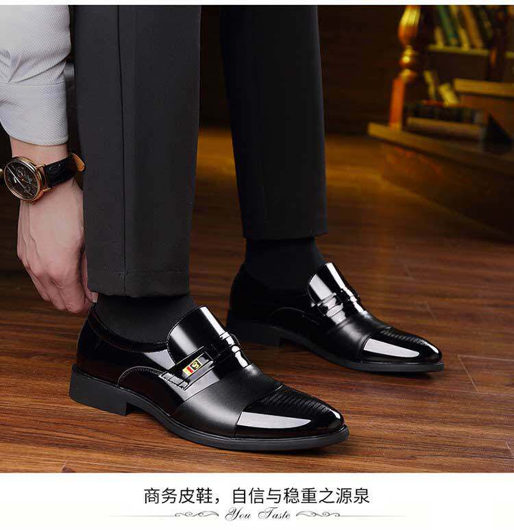 Giày da nam công sở mũi nhọn cổ thấp kiểu lười, form rộng — Giày một lớp màu nâu, Giày một lớp màu đen chi tiết 4