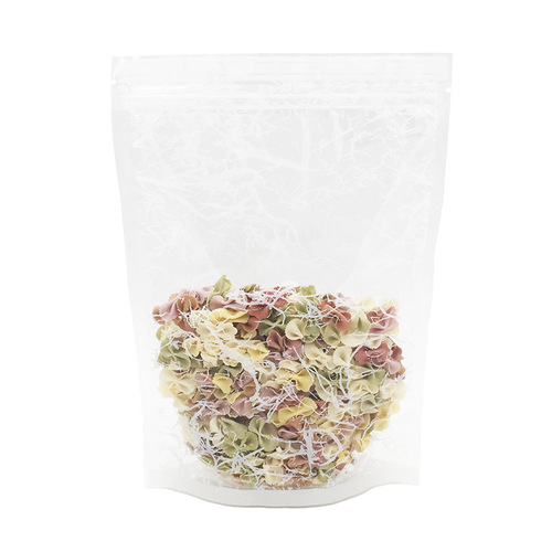 Factory direct sales white pattern transparent self-sealing self-standing bag grain packaging bag scented tea baking sealing bag