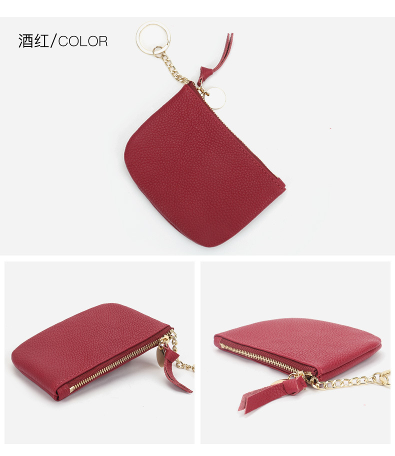 First Layer Cowhide Coin Purse New Korean Version Of Key Ring Coin Storage Bag display picture 10