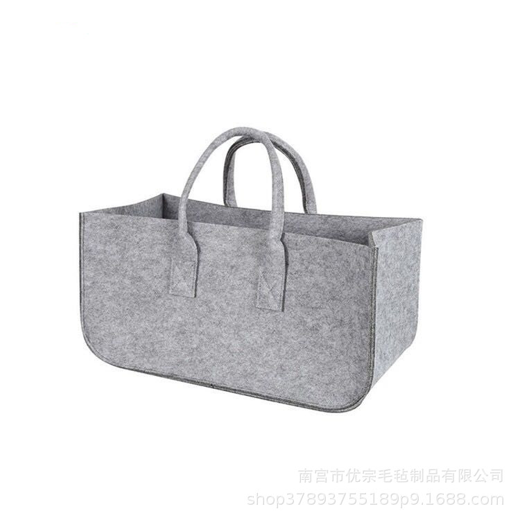 Bolsa de mano creativa de fieltro, bolso de mano de fieltro, bolsa de almacenamiento portátil, cesta de almacenamiento para leña, bolso de mano resistente hecho a mano.