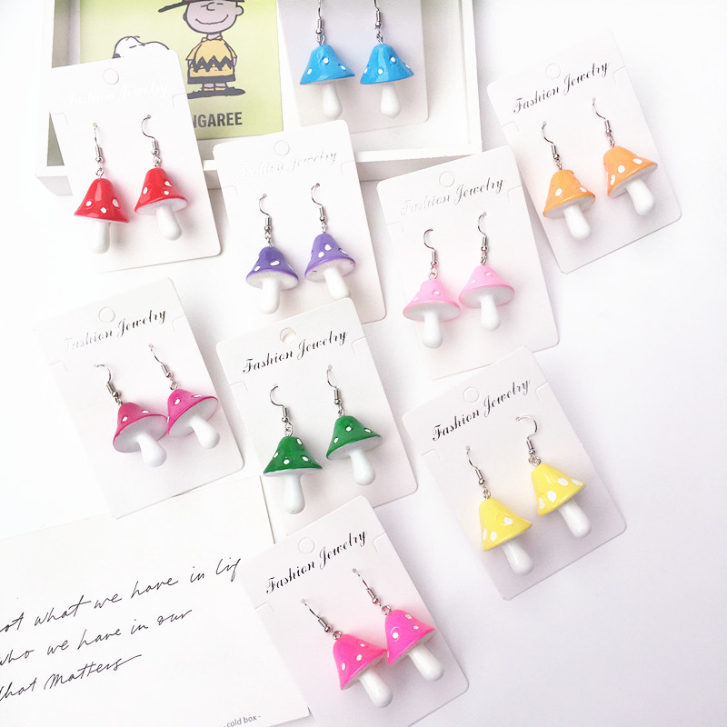Creative Simple Multi-color Mushroom Drop Earrings Wholesale display picture 3
