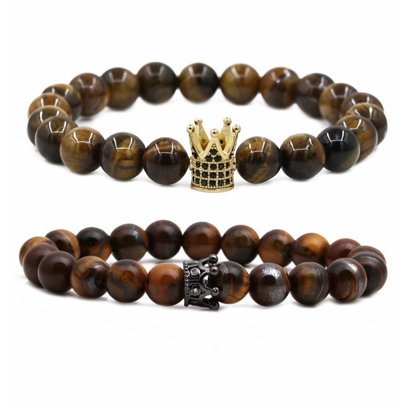 Ali Express verkauft grenz berschreitende Tigerauge Krone Paar Armband Perlen DIY Set Braceletpicture5