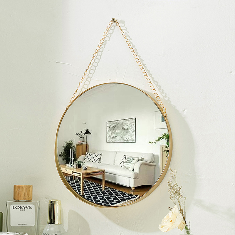 Simplicity kindergarten Wall hanging Mirror child Bathroom Mirror Northern Europe Iron art circular golden mirror Beauty Bedside