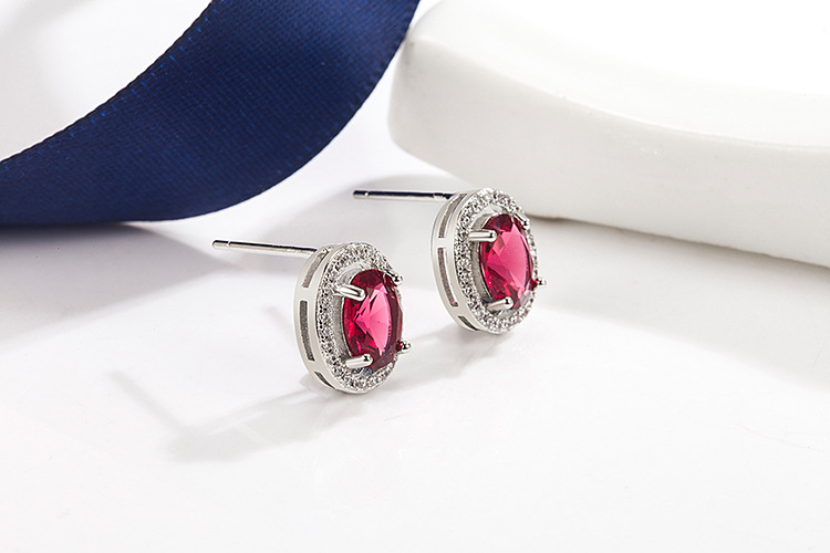 Fashion Earrings Female Micro Inlaid Rose Ruby Copper Earrings display picture 4