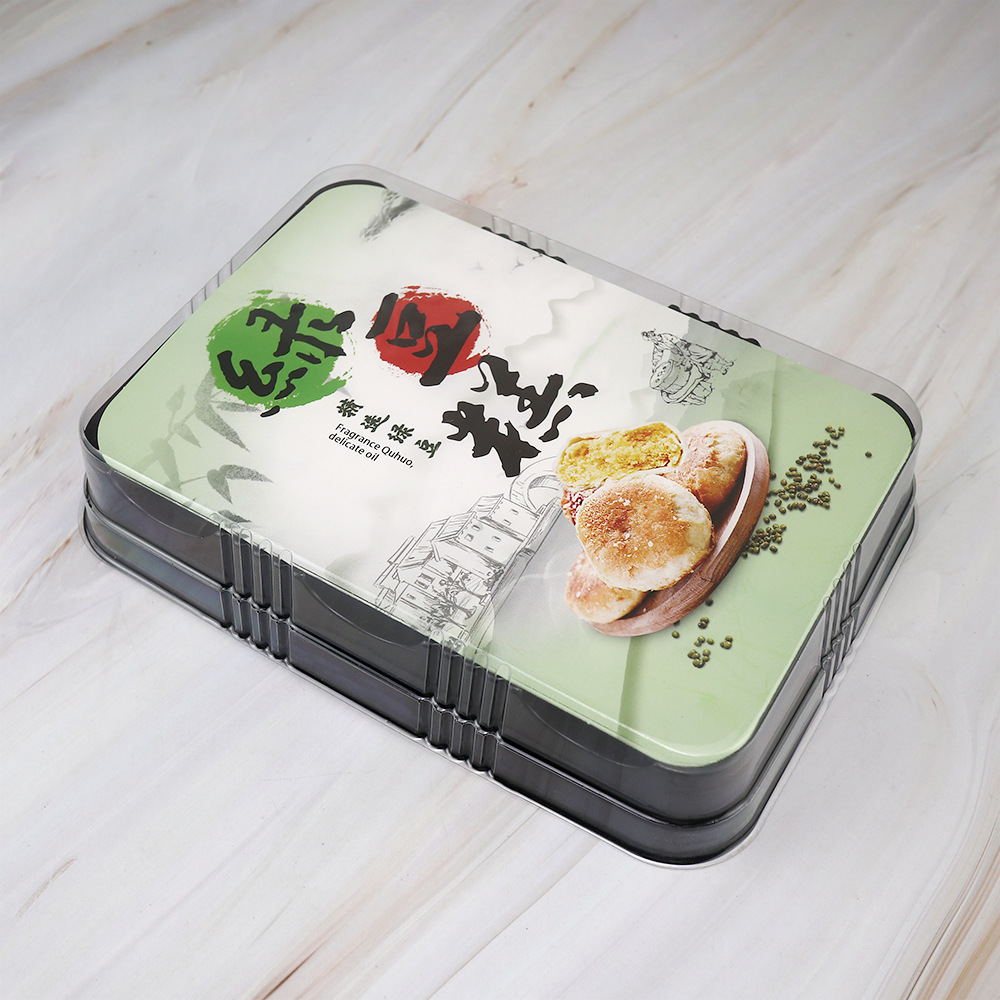 Caja de pastel de luna, 6 cápsulas de pastel de luna, pastel de frijoles verdes, caja de embalaje de plástico transparente, horneado, caja de embalaje desechable de West Point