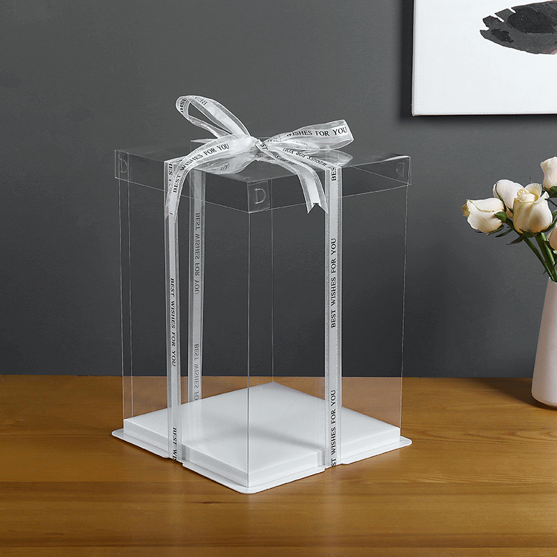 三合一蛋糕盒透明生日蛋糕盒4-14寸西点烘焙包装盒厂家批发