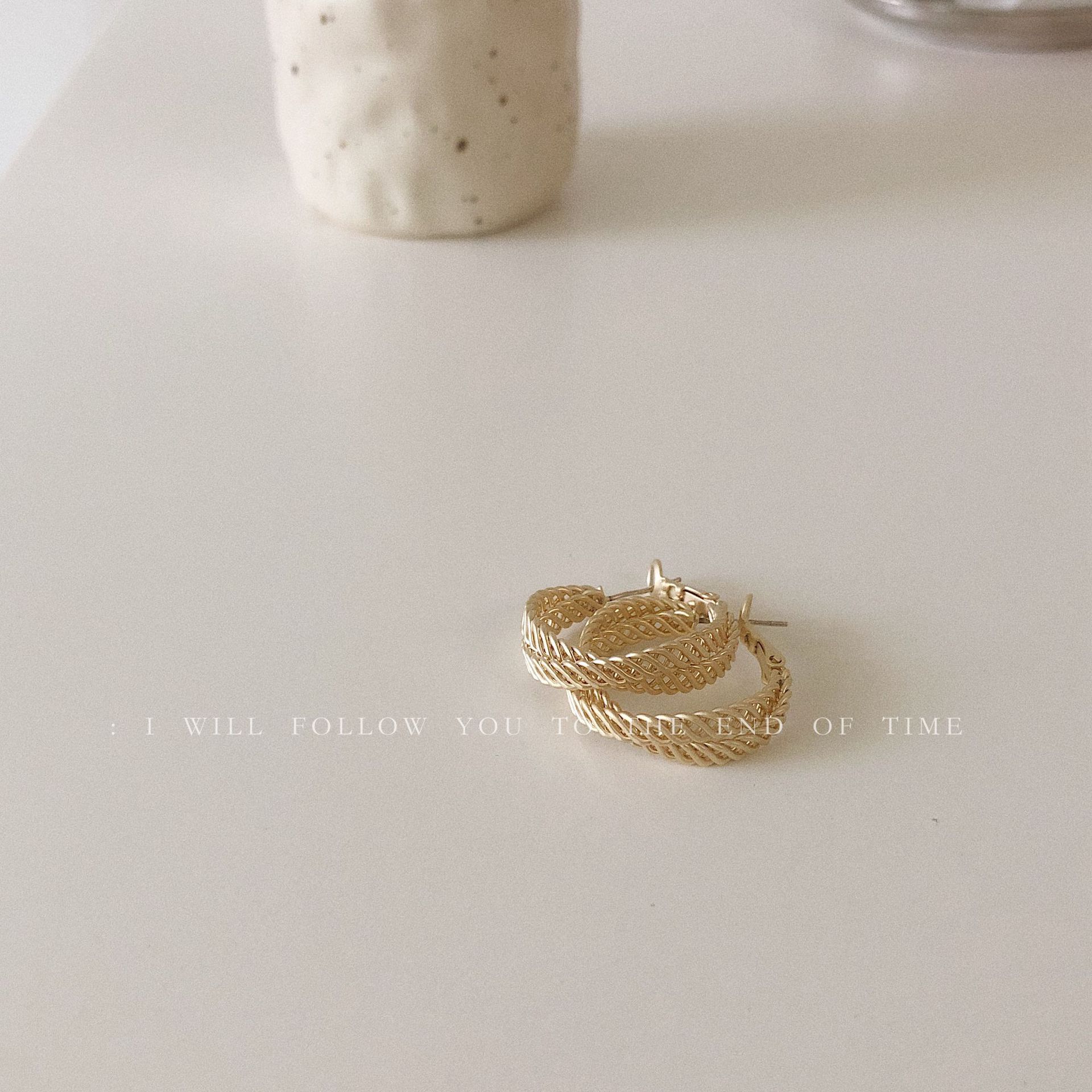 Copper matte design retro woven earrings